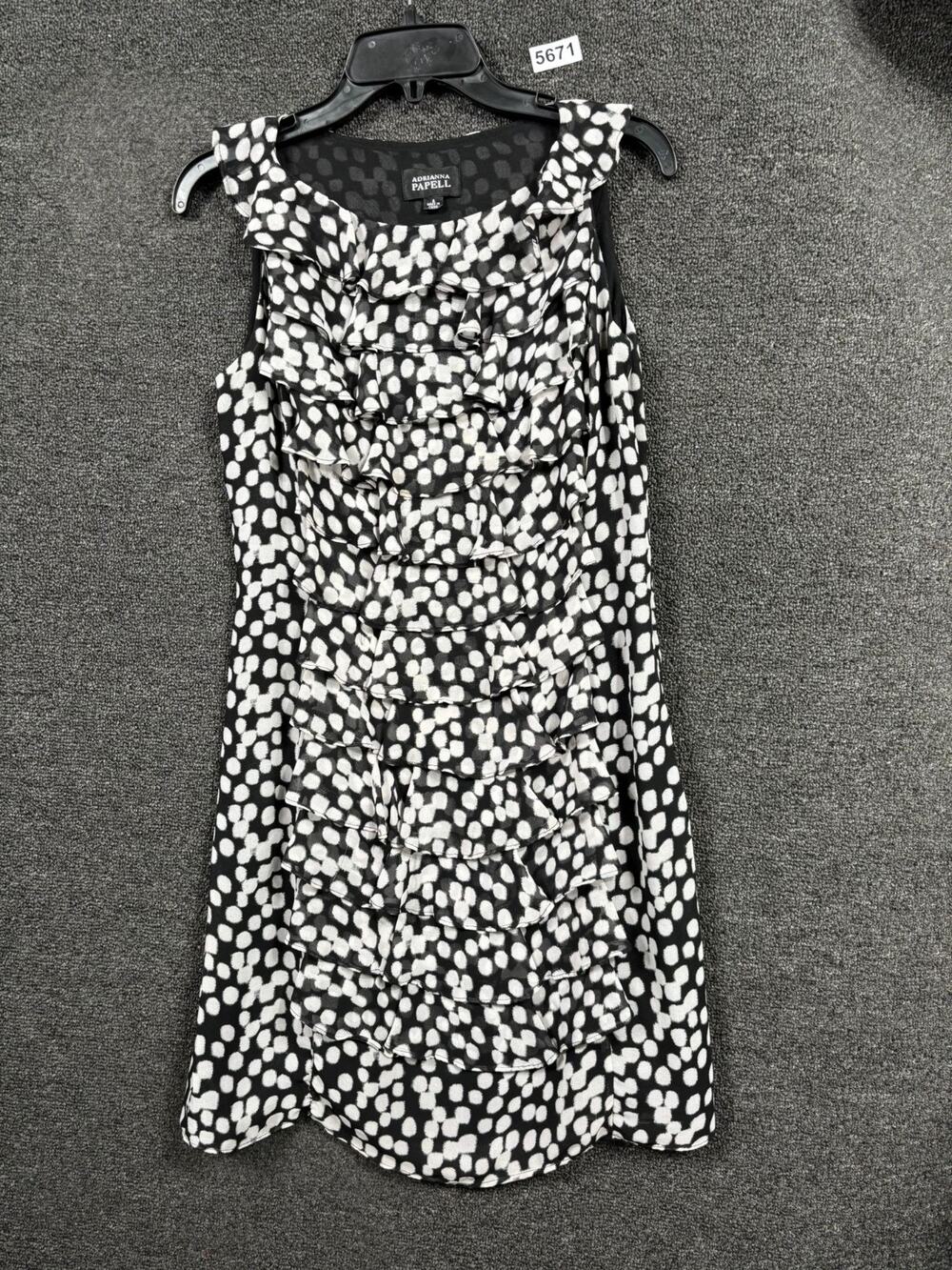 Adrianna Papell Shift Dress Womens 6 Black Sleeveless Tiered Ruffle Fully Lined